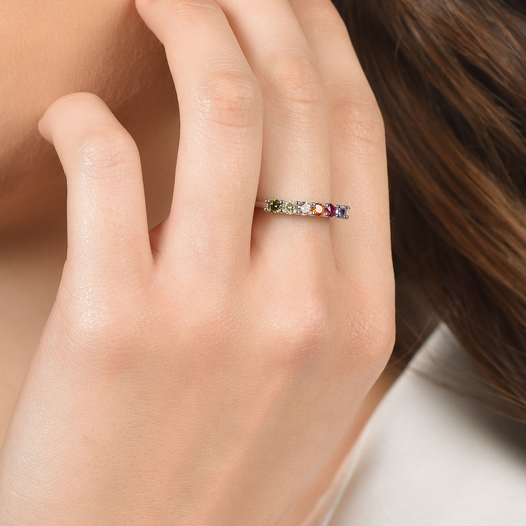 ANELLO IN ARGENTO CON ZIRCONI MULTICOLOR Melitea