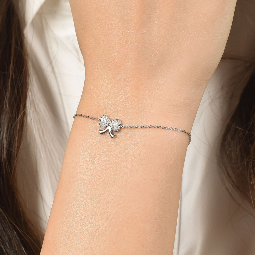 BRACCIALE IN ARGENTO CON FIOCCO CON CRISTALLI BIANCHI Melitea