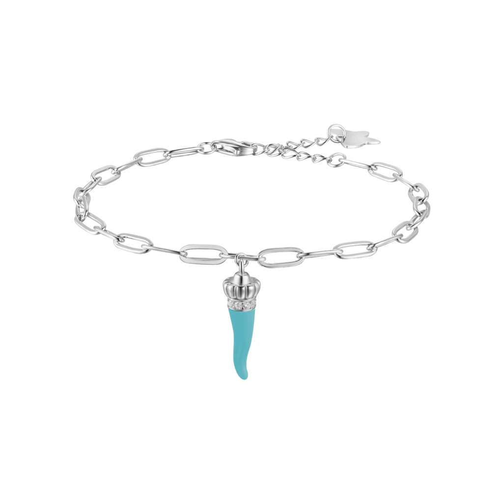 BRACCIALE IN ARGENTO CON CORNO AZZURRO Melitea