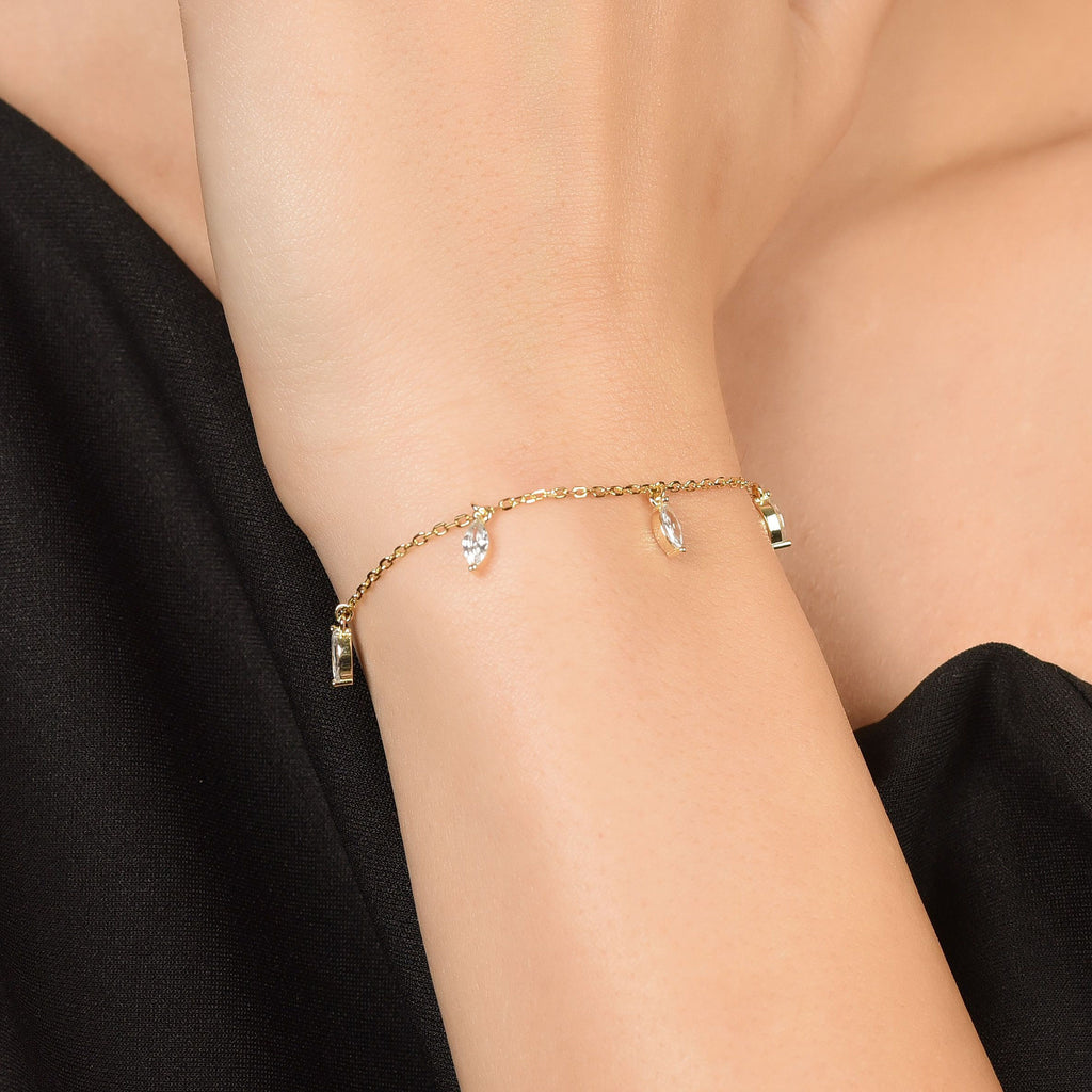 BRACCIALE IN ARGENTO IP GOLD CON ZIRCONI BIANCHI Melitea