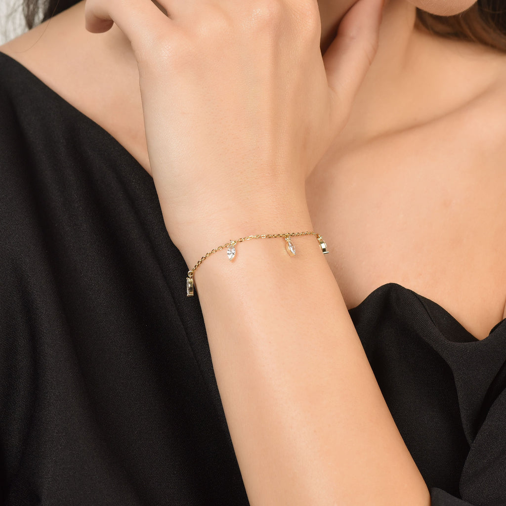 BRACCIALE IN ARGENTO IP GOLD CON ZIRCONI BIANCHI Melitea