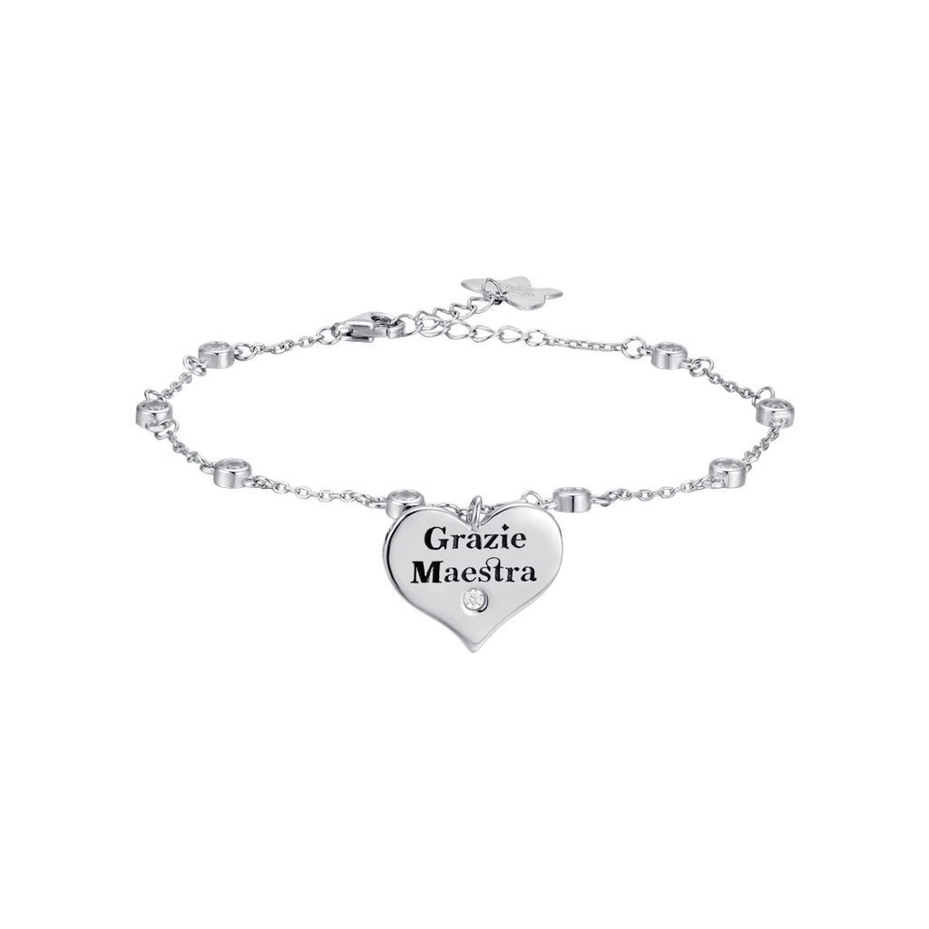 BRACCIALE IN ARGENTO CON CUORE GRAZIE MAESTRA Melitea