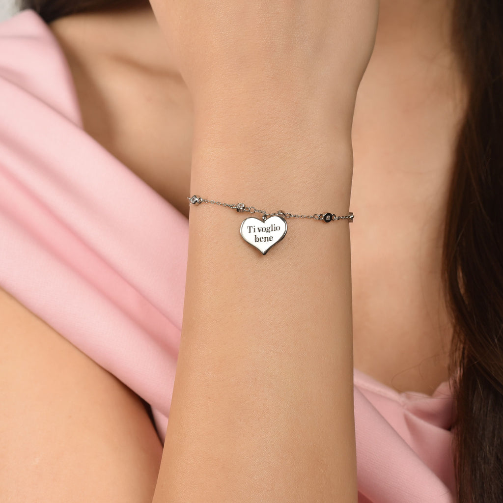 BRACCIALE IN ARGENTO CON CUORE MAMMA TI VOGLIO BENE Melitea