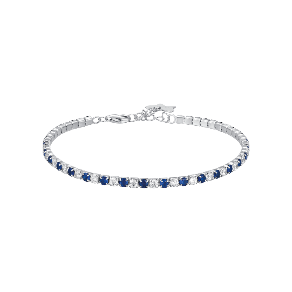 BRACCIALE TENNIS IN ARGENTO CON ZIRCONI BIANCHI E BLU Melitea