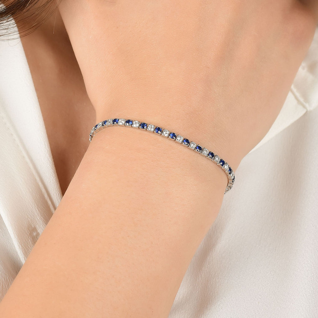 BRACCIALE TENNIS IN ARGENTO CON ZIRCONI BIANCHI E BLU Melitea