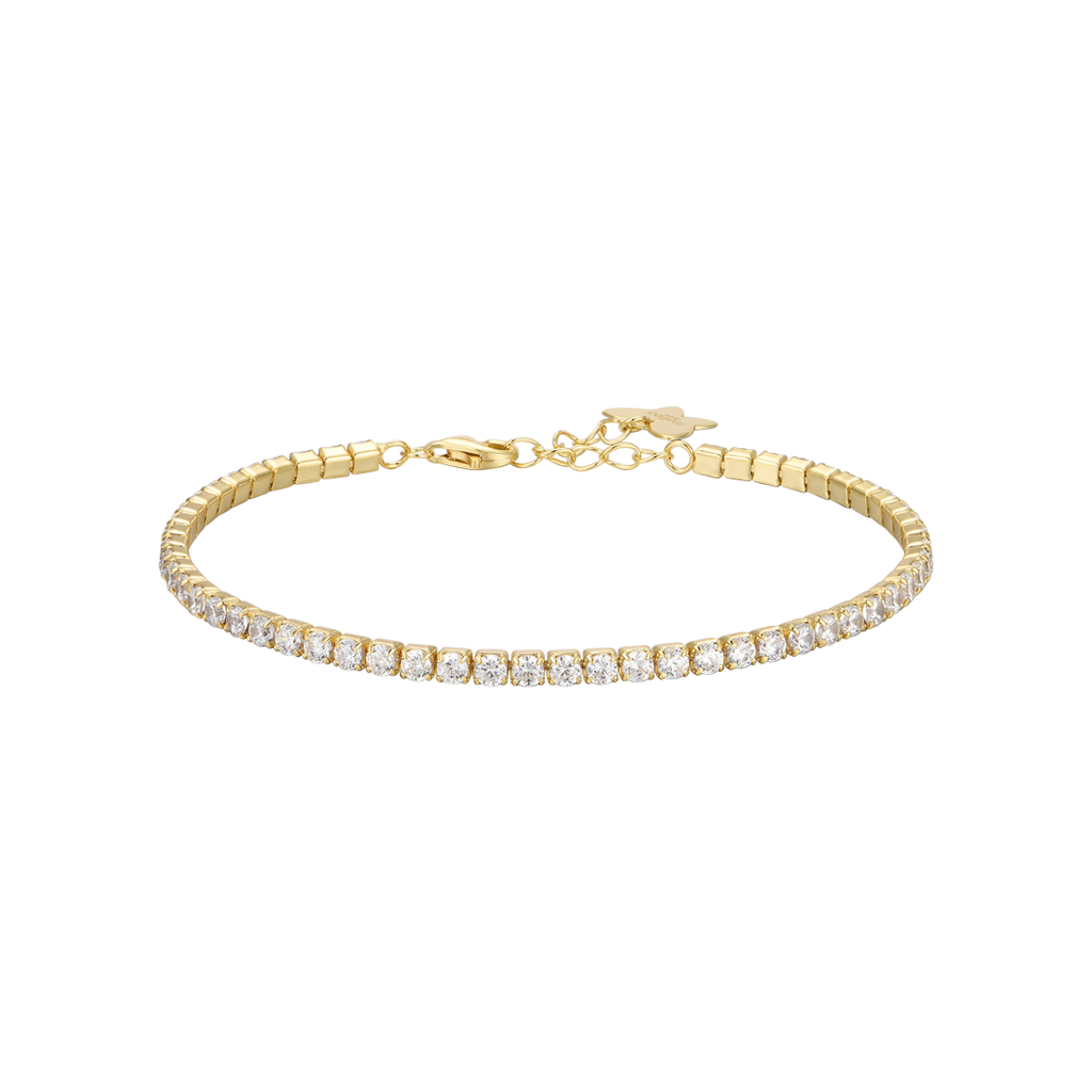 BRACCIALE TENNIS IN ARGENTO IP GOLD CON ZIRCONI BIANCHI Melitea