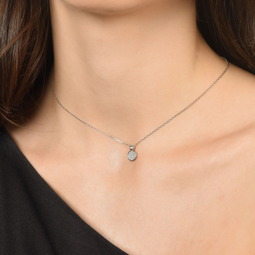 Collana in argento con cercio  punto luce e zirconi Melitea