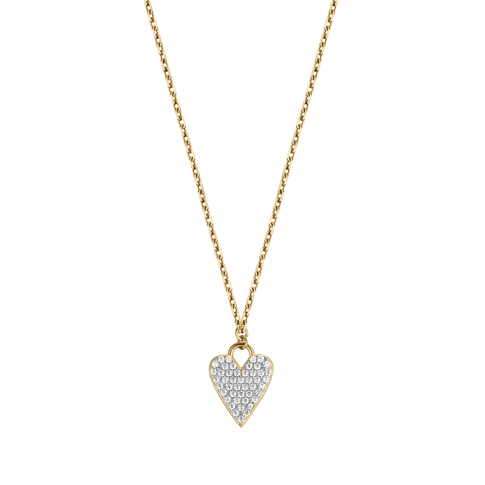 COLLANA IN ARGENTO IP GOLD CON CUORE CON CRISTALLI BIANCHI Melitea