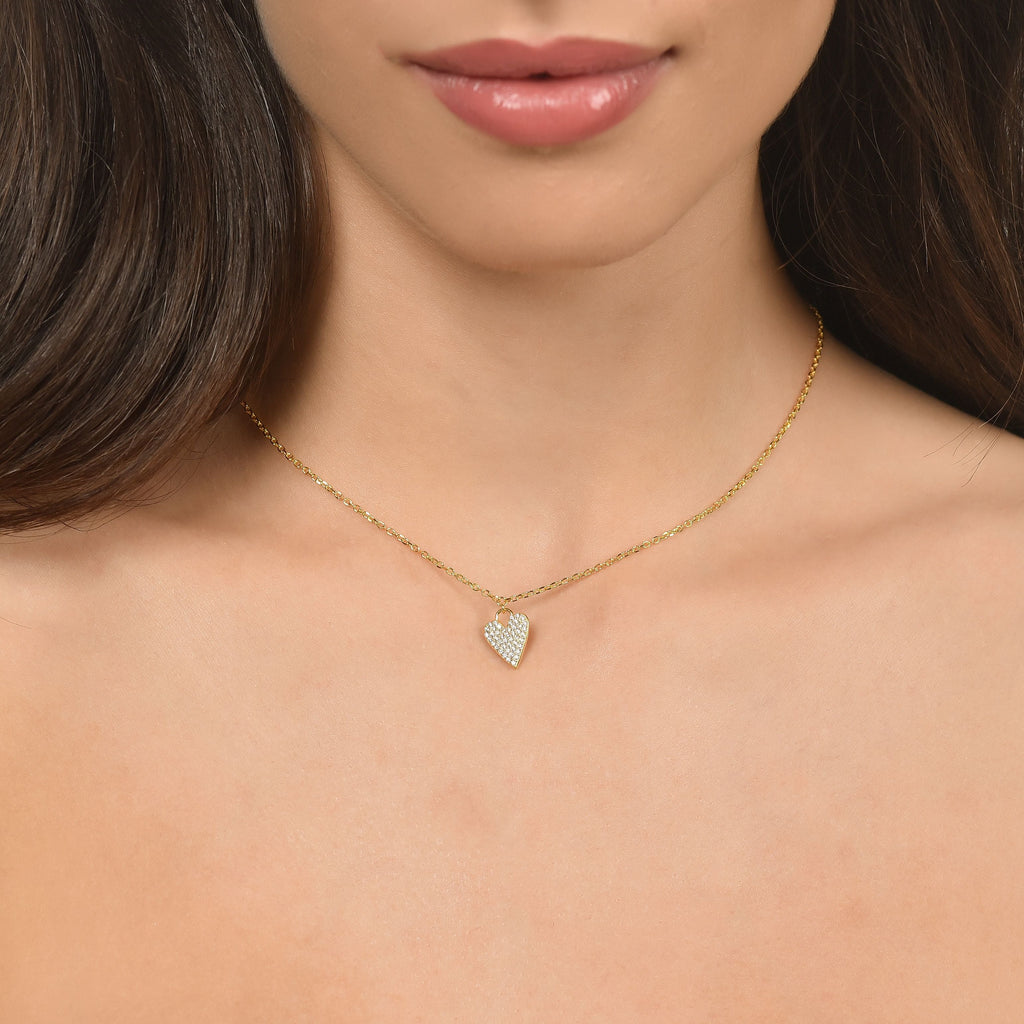 COLLANA IN ARGENTO IP GOLD CON CUORE CON CRISTALLI BIANCHI Melitea