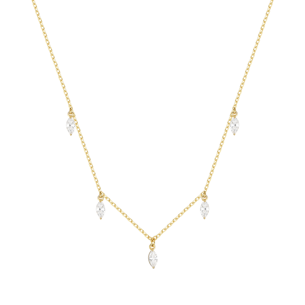 COLLANA IN ARGENTO IP GOLD CON ZIRCONI BIANCHI Melitea