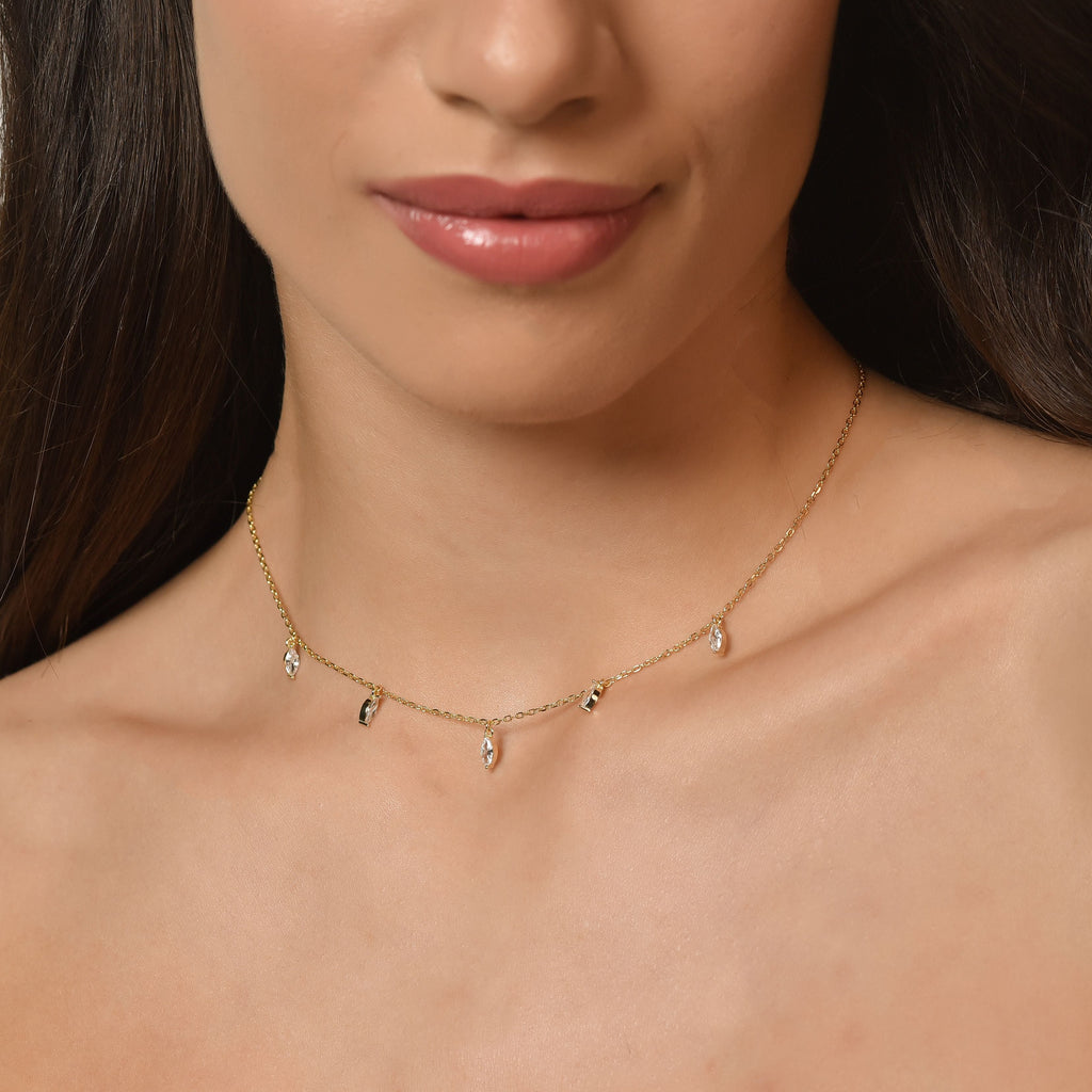 COLLANA IN ARGENTO IP GOLD CON ZIRCONI BIANCHI Melitea