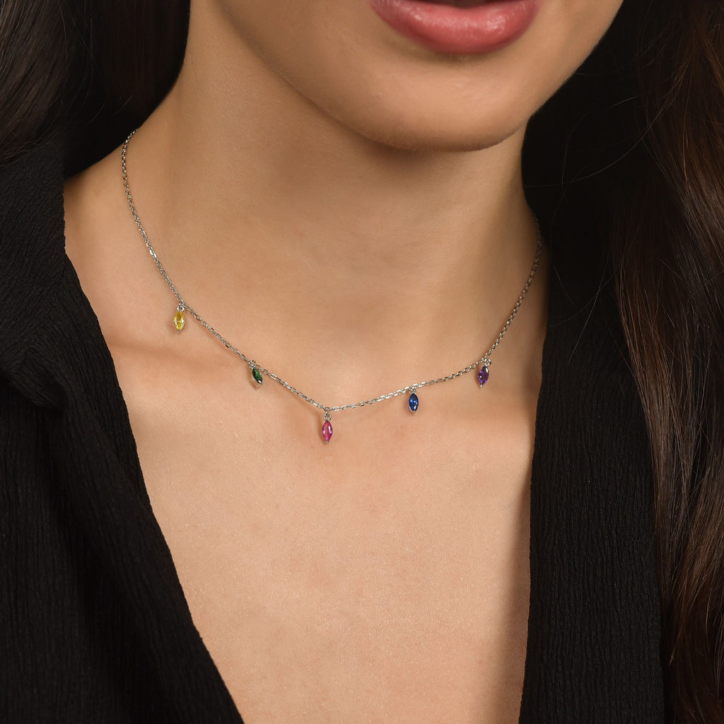 COLLANA IN ARGENTO CON ZIRCONI MULTICOLOR Melitea