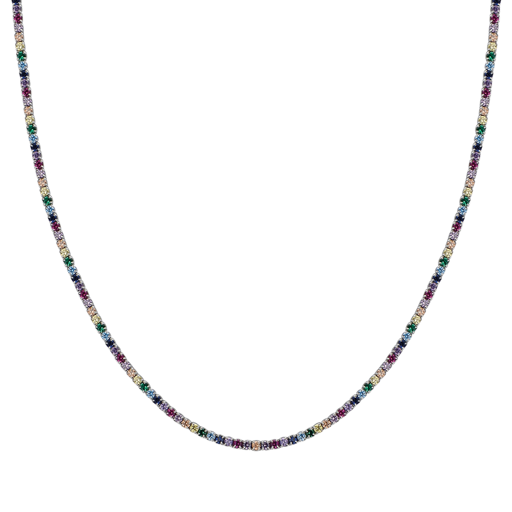 COLLANA TENNIS IN ARGENTO CON ZIRCONI MULTICOLOR Melitea