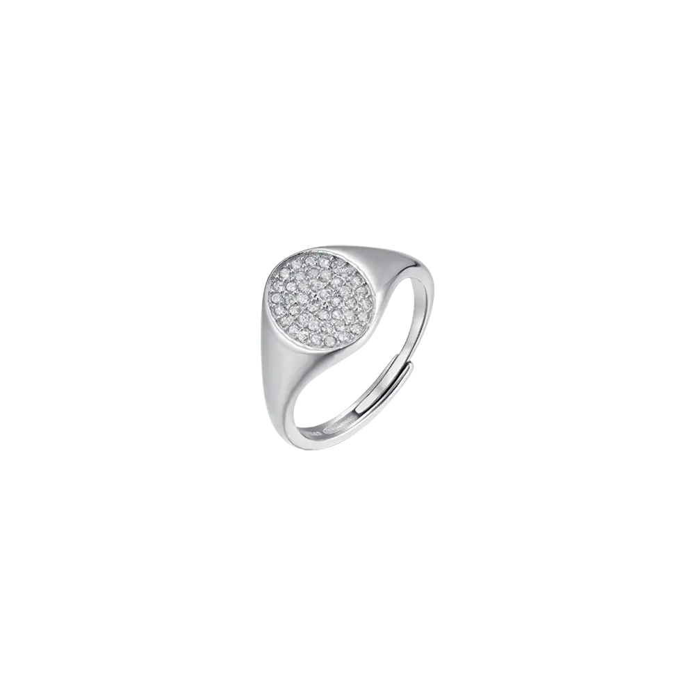 SILVER SEAL RING WITH WHITE ZIRCONES Melitea