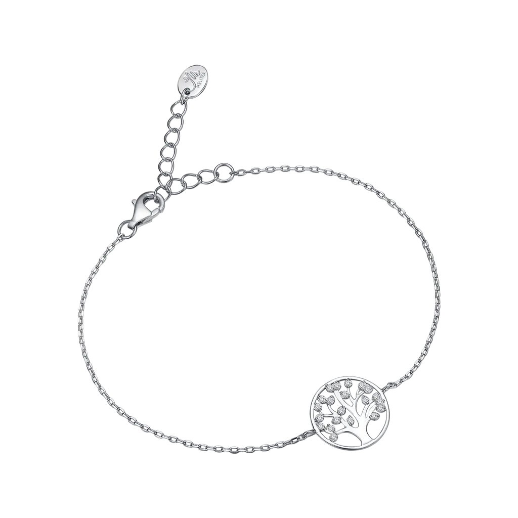 SILVER BRACELET WITH TREE OF LIFE AND WHITE ZIRCONES Melitea