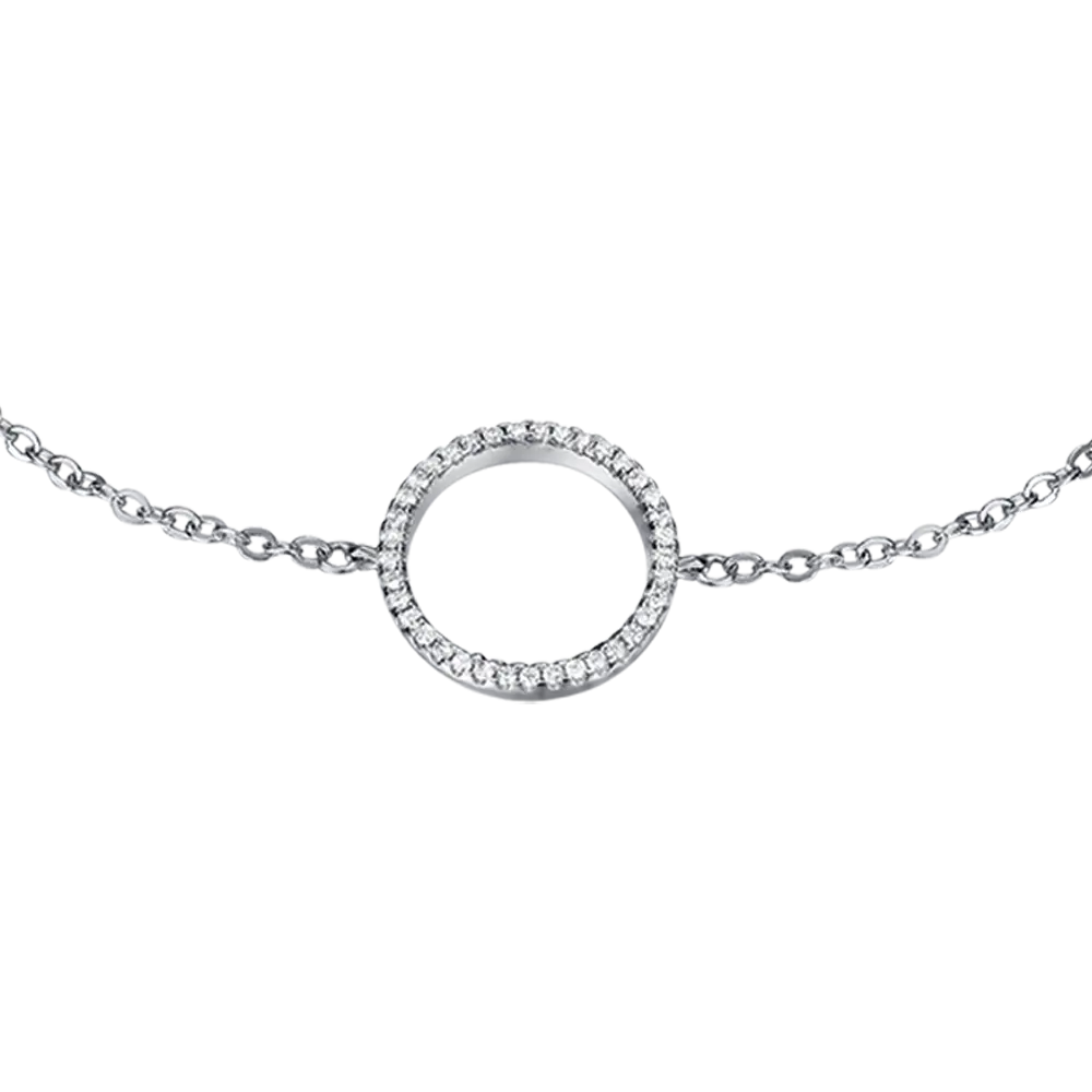 Silver bracelet with cubic zirconia hollow circle Melitea