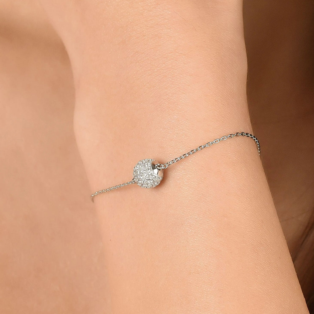 Silver bracelet with cubic zirconia and Melitea sphere