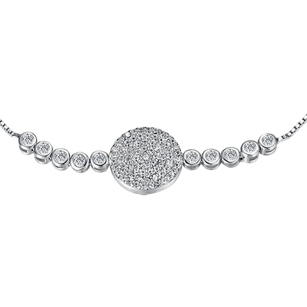 Silver bracelet with cubic zirconia round Melitea