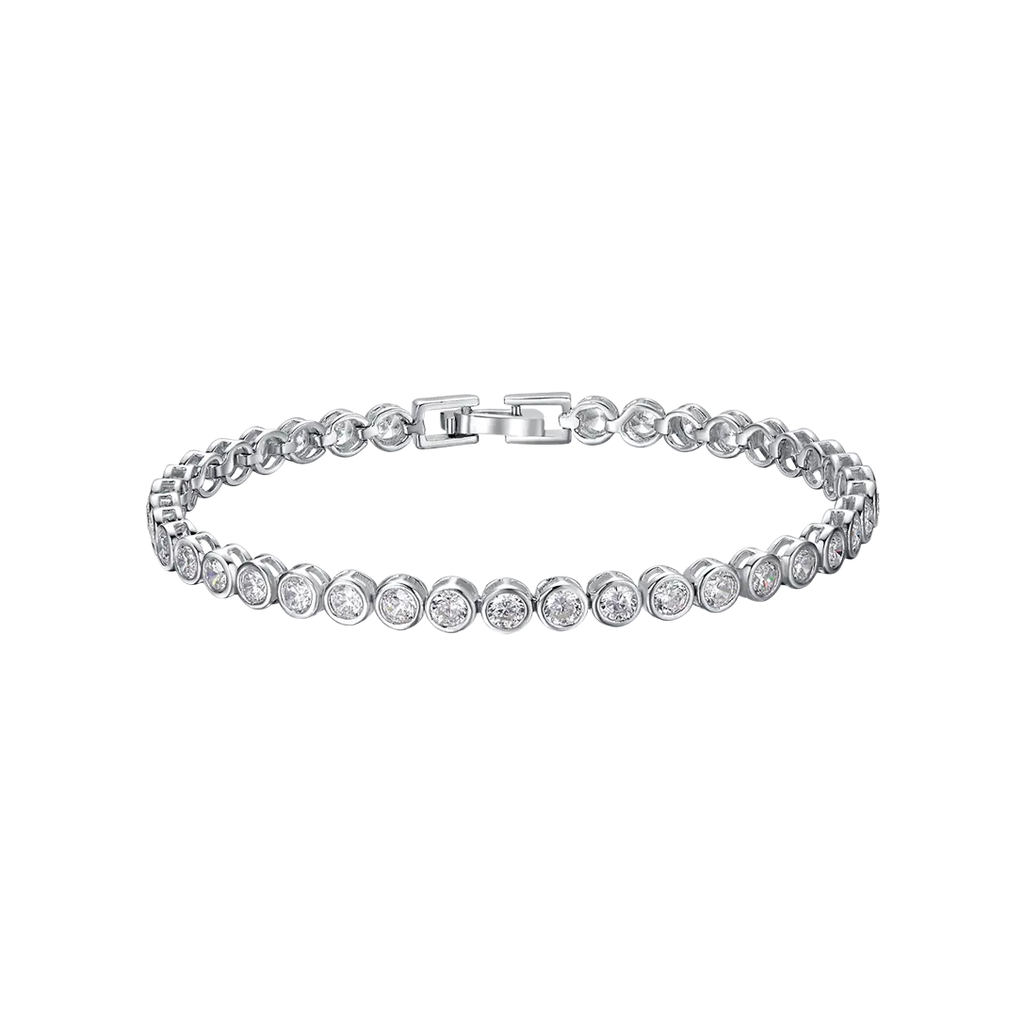 Silver tennis bracelet with Melitea round crystals