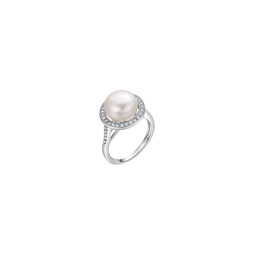 Silver ring with cubic zirconia and Melitea pearl