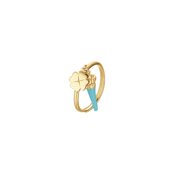 IP GOLD SILVER RING WITH TURQUOISE CORN AND QUADRIFOGLIO Melitea