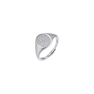 SILVER SEAL RING WITH WHITE ZIRCONES Melitea