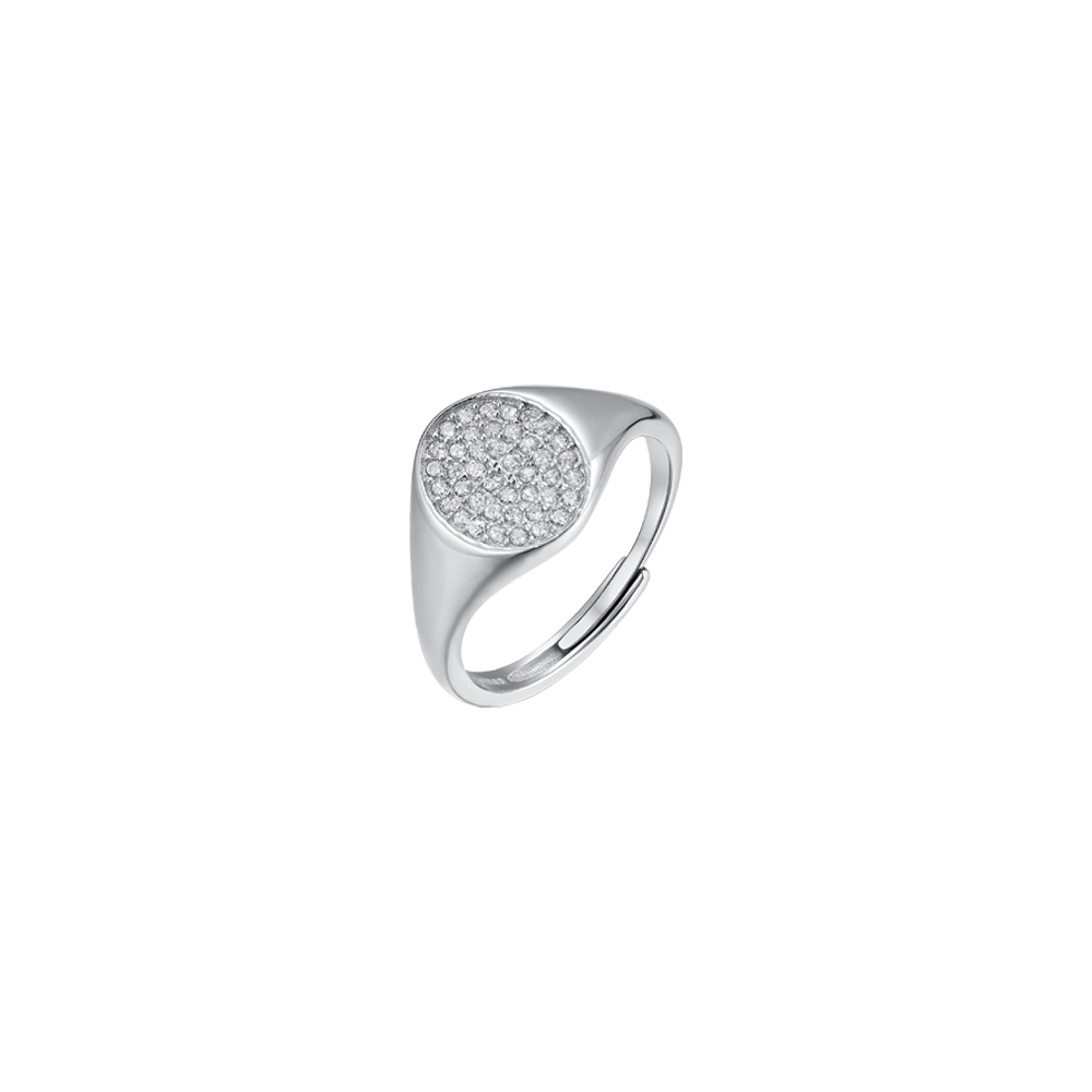 SILVER SEAL RING WITH WHITE ZIRCONES Melitea