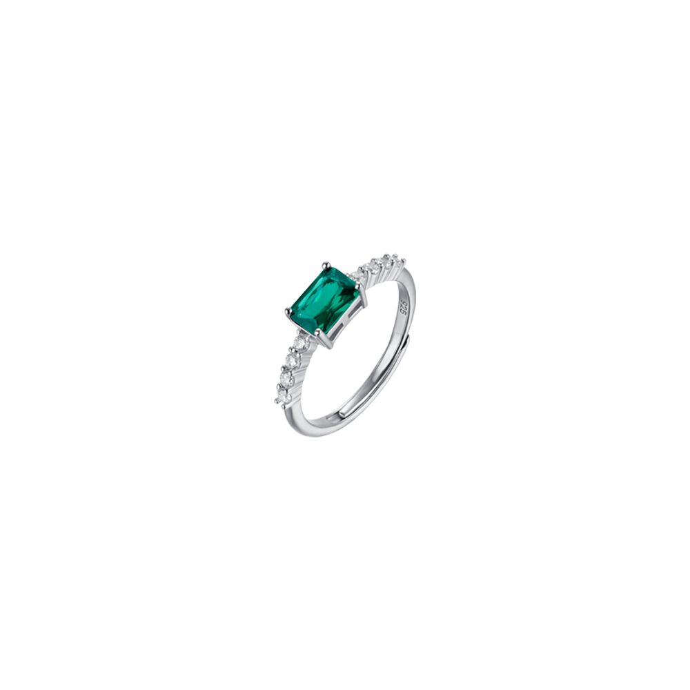 WOMAN'S RING IN SILVER WITH GREEN AND WHITE ZIRCONES Melitea