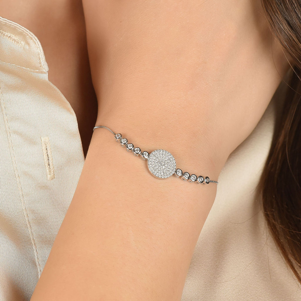 Silver bracelet with cubic zirconia round Melitea