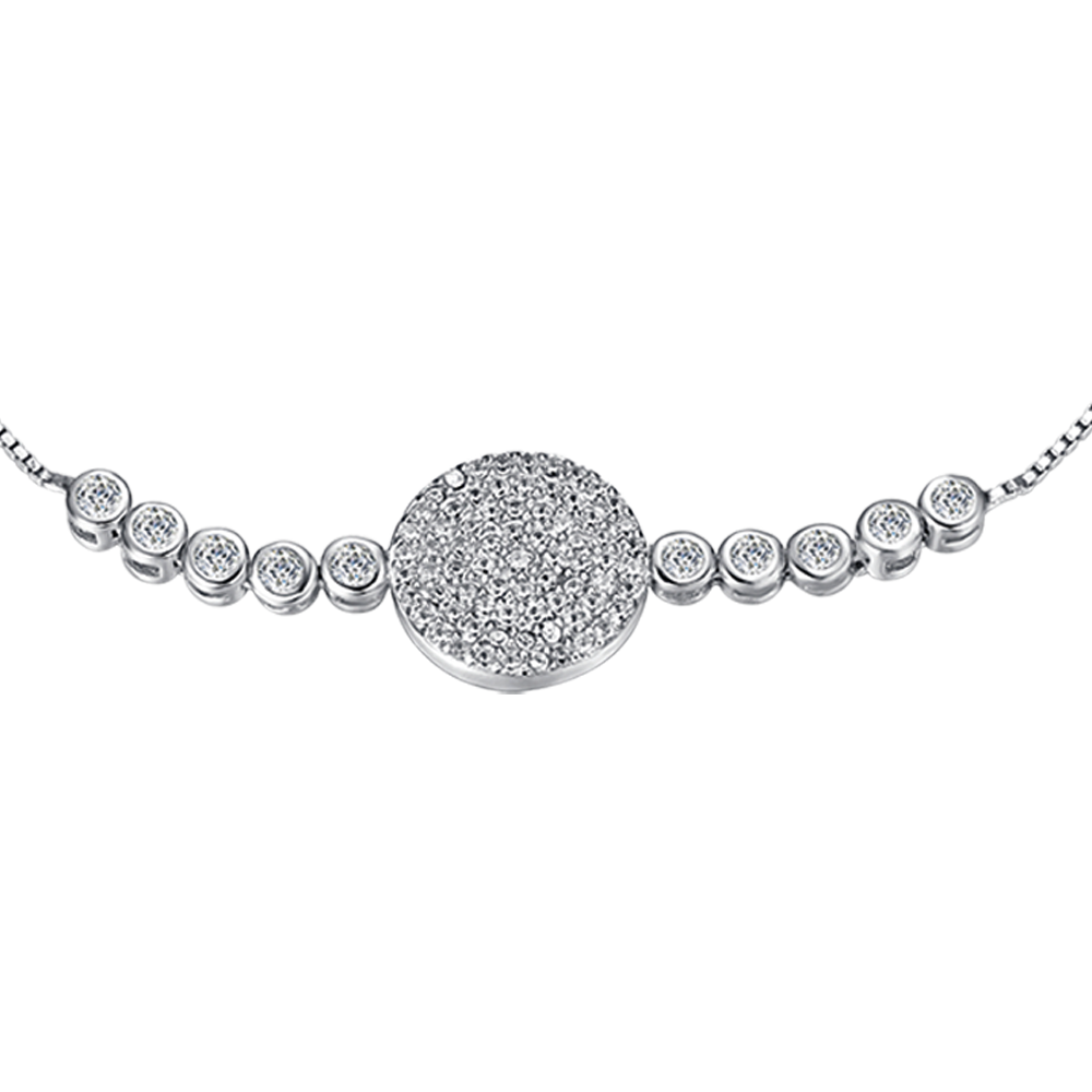 Silver bracelet with cubic zirconia round Melitea