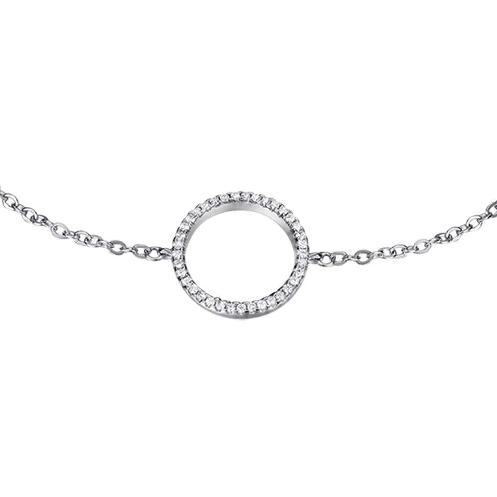 Silver bracelet with cubic zirconia hollow circle Melitea