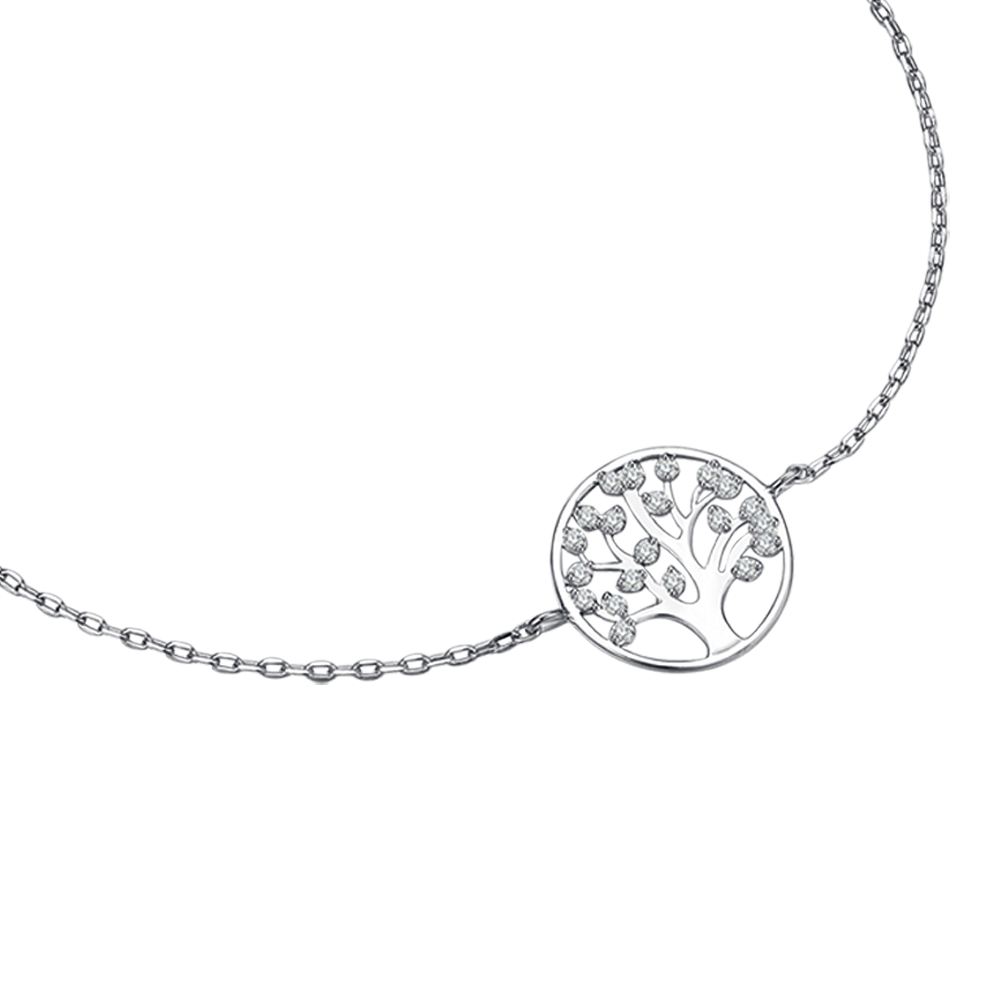 SILVER BRACELET WITH TREE OF LIFE AND WHITE ZIRCONES Melitea