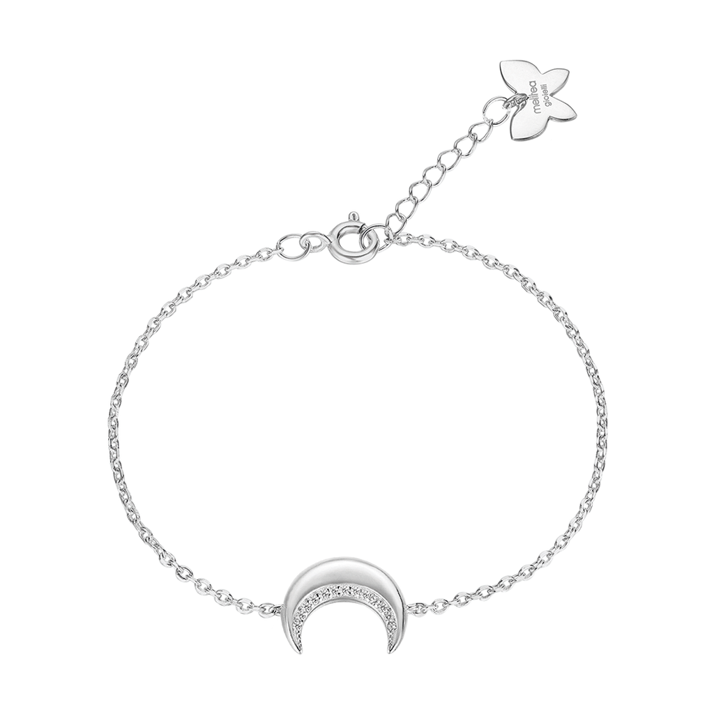 SILVER BRACELET WITH MOON WITH WHITE CRYSTALS Melitea