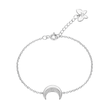 SILVER BRACELET WITH MOON WITH WHITE CRYSTALS Melitea