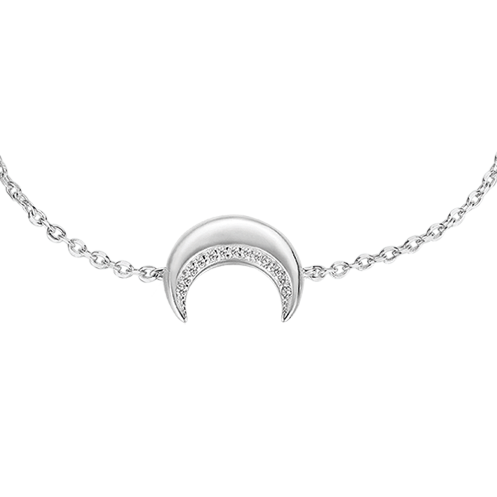 SILVER BRACELET WITH MOON WITH WHITE CRYSTALS Melitea