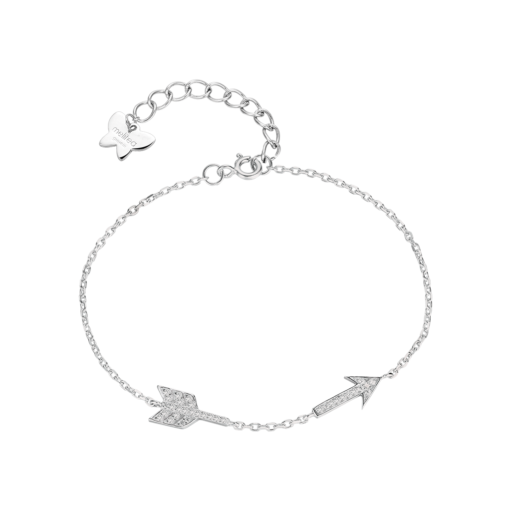 SILVER BRACELET WITH ARROW WITH WHITE CRYSTALS Melitea