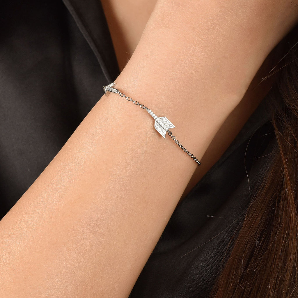 SILVER BRACELET WITH ARROW WITH WHITE CRYSTALS Melitea