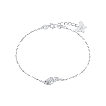 SILVER BRACELET WITH PIUMA WITH WHITE CRYSTALS Melitea