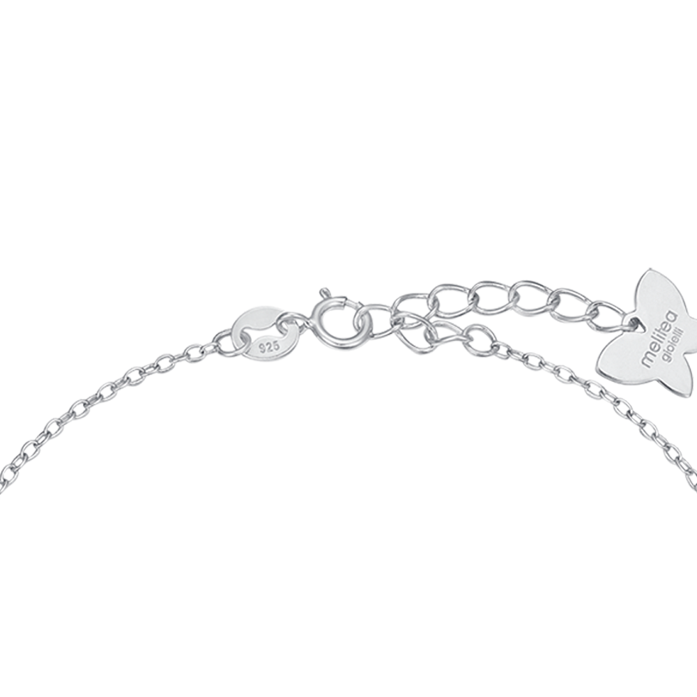 SILVER BRACELET WITH PIUMA WITH WHITE CRYSTALS Melitea