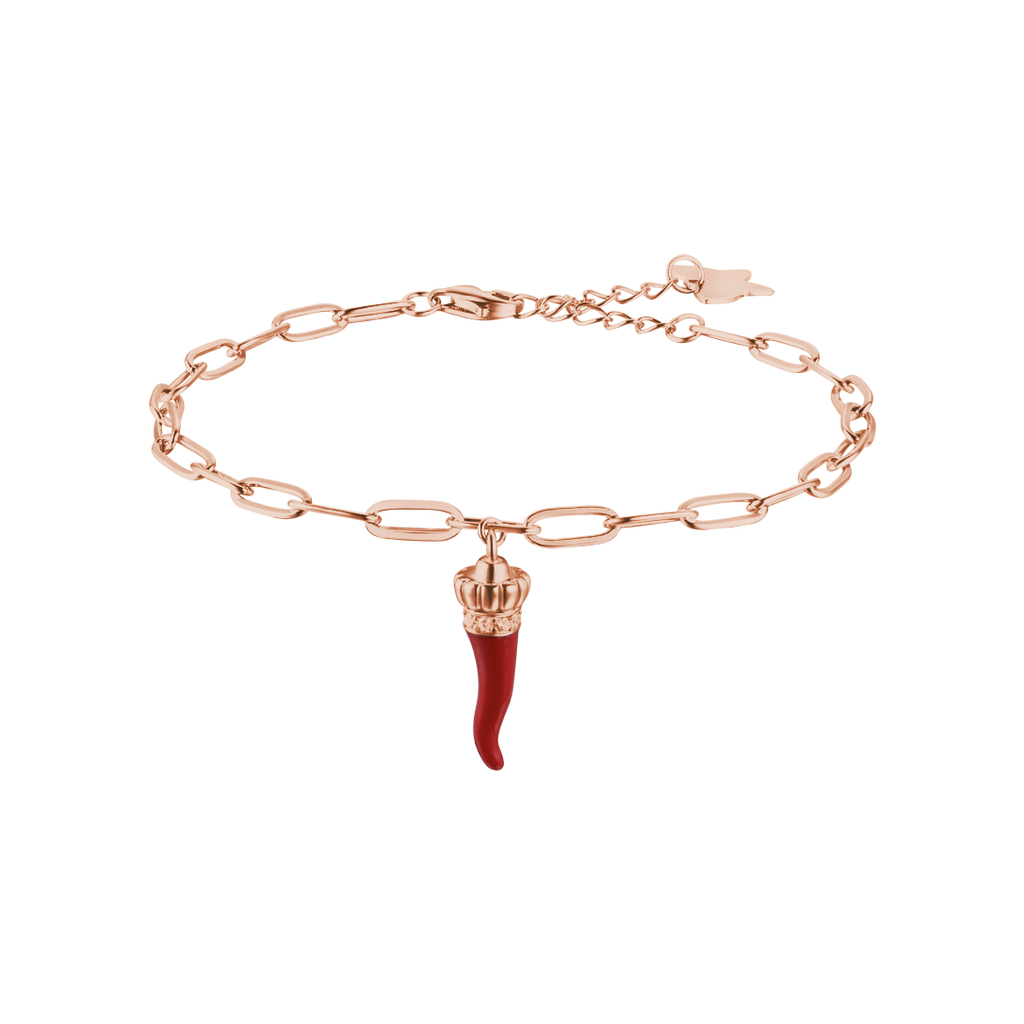 SILVER IP ROSE BRACELET WITH RED CORN Melitea