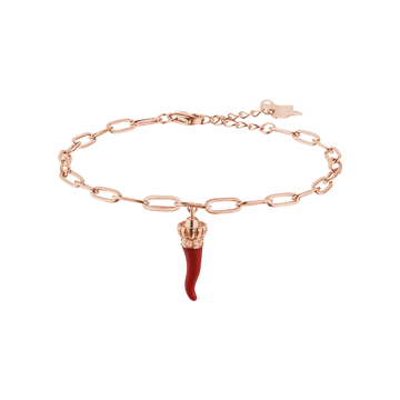 SILVER IP ROSE BRACELET WITH RED CORN Melitea