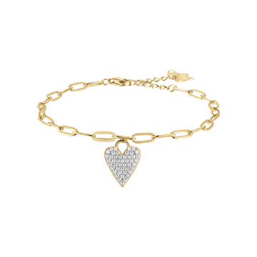 IP GOLD SILVER BRACELET WITH HEART WITH WHITE CRYSTALS Melitea