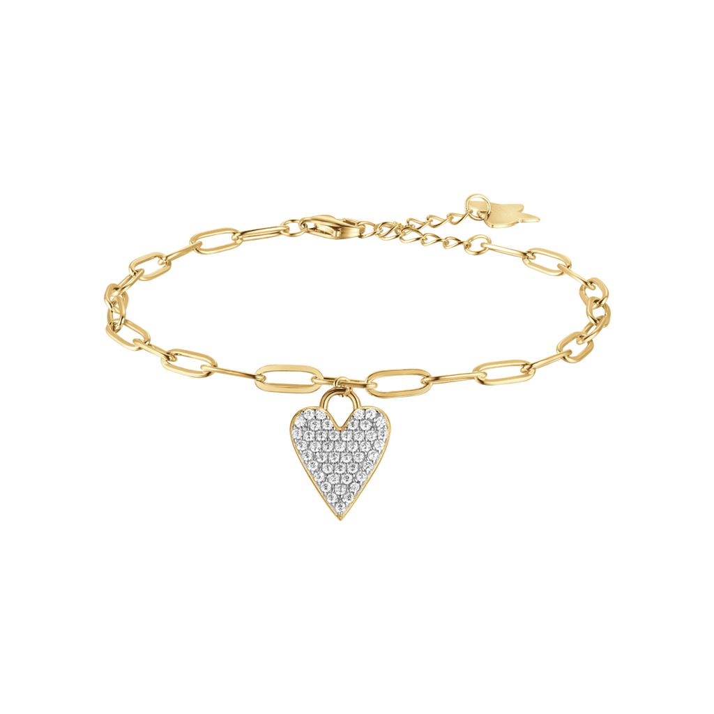 IP GOLD SILVER BRACELET WITH HEART WITH WHITE CRYSTALS Melitea