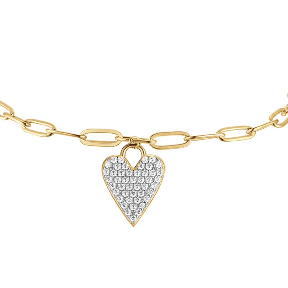 IP GOLD SILVER BRACELET WITH HEART WITH WHITE CRYSTALS Melitea