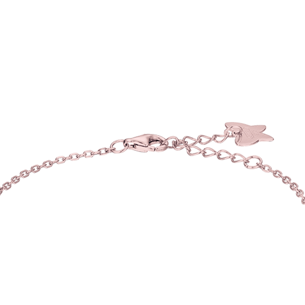 SILVER IP ROSE BRACELET WITH HEARTS WITH WHITE CRYSTALS Melitea