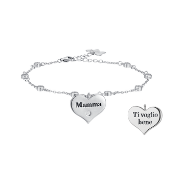 SILVER BRACELET WITH HEART MOM I LOVE YOU Melitea