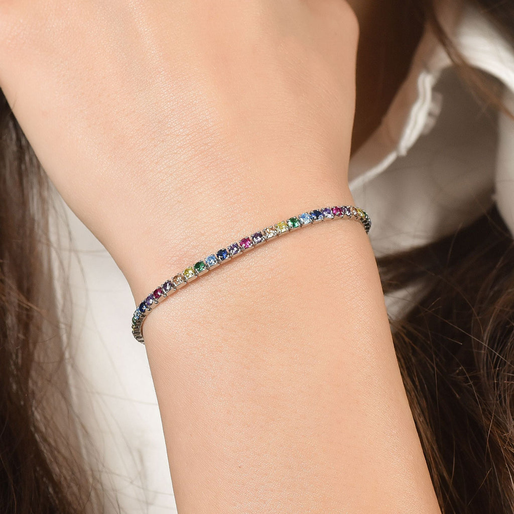 TENNIS BRACELET IN SILVER WITH MULTICOLOR ZIRCONES Melitea