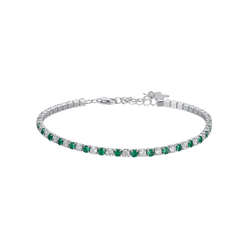 TENNIS BRACELET IN SILVER WITH WHITE AND GREEN ZIRCONES Melitea