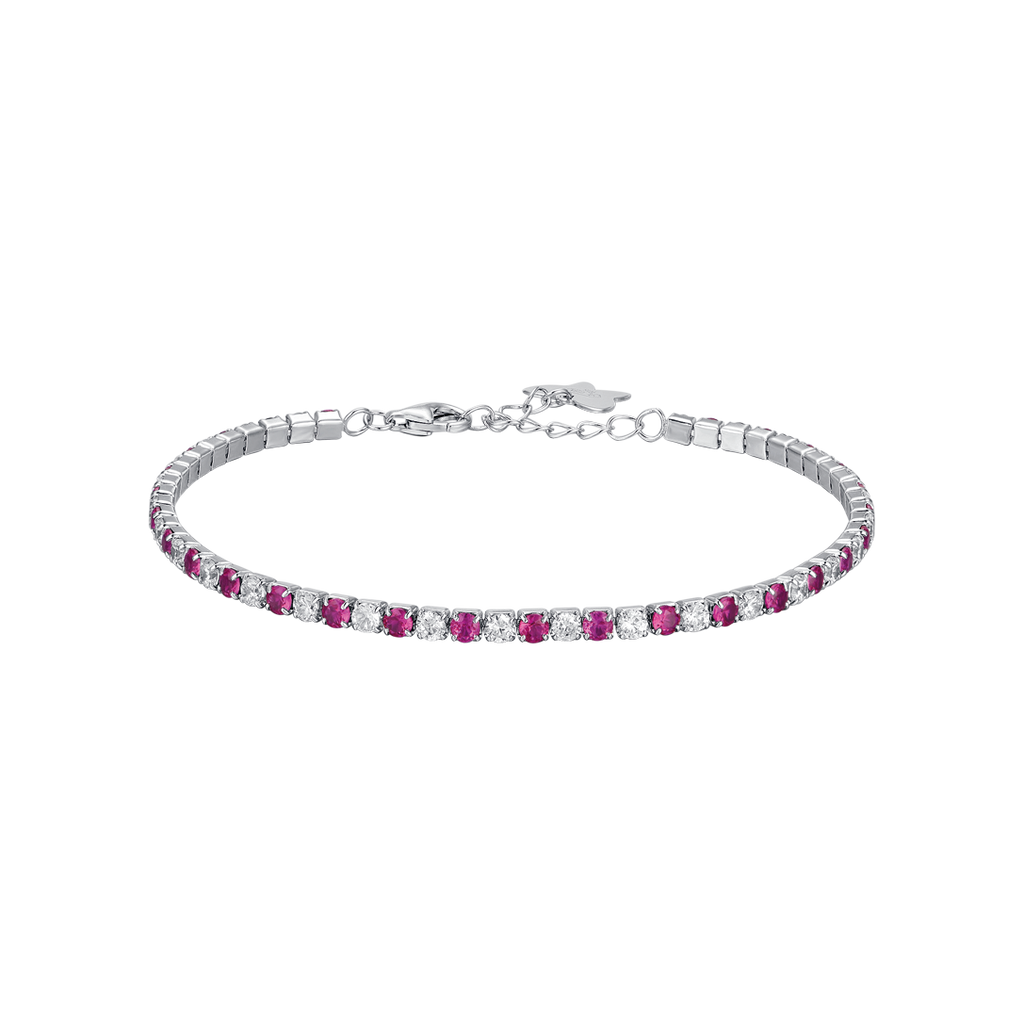 SILVER TENNIS BRACELET WITH WHITE AND FUCHSIA ZIRCONES Melitea