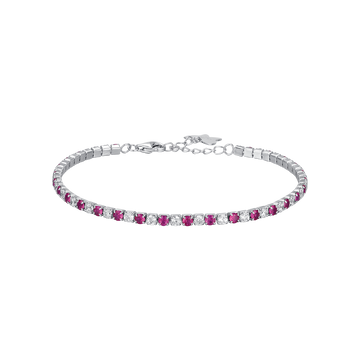 SILVER TENNIS BRACELET WITH WHITE AND FUCHSIA ZIRCONES Melitea